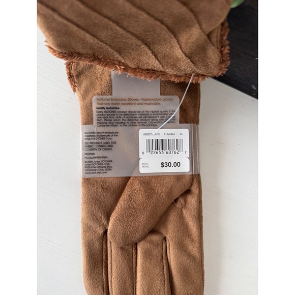 Isotoner Women's Brushed Microfiber Gloves Luggage XL With Micro Luxe Lining - Picture 3 of 3